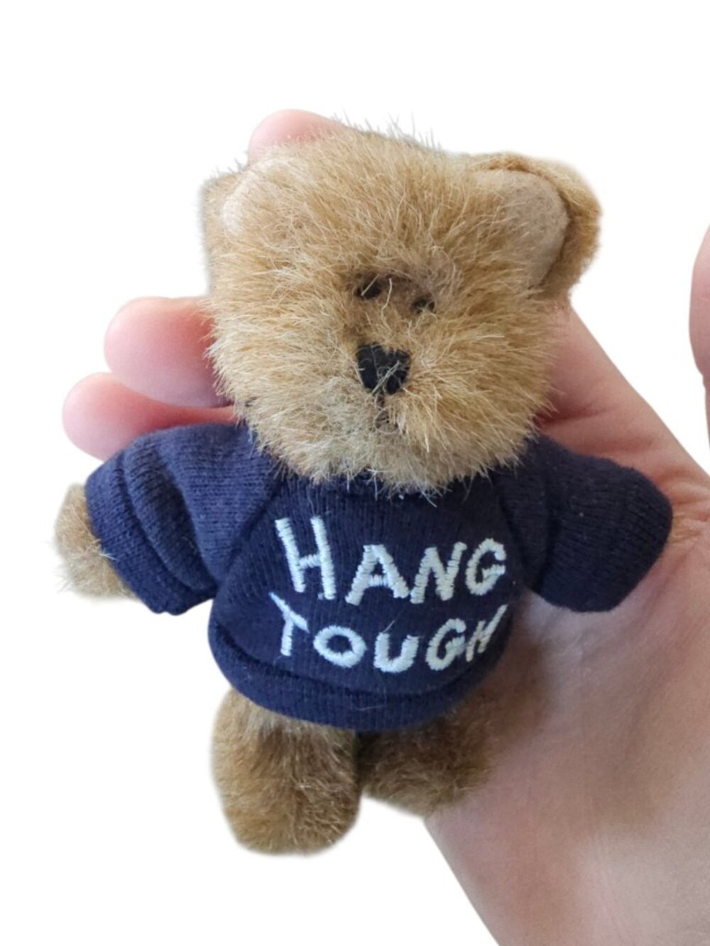 NWT 2001 BOYDS BEARS 4" Mini Message Bear - HANG TOUGH Blue Sweater - Jointed